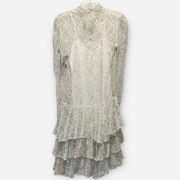 Norma Kamali Dresses & Skirts - Vintage Norma Kamali Tiered Drop Waist Long Sleeve Lace Dress Sz S
